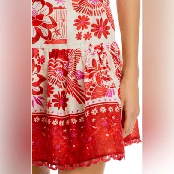 FARM Rio Red and White Floral Mini Dress - Picture 6 of 13